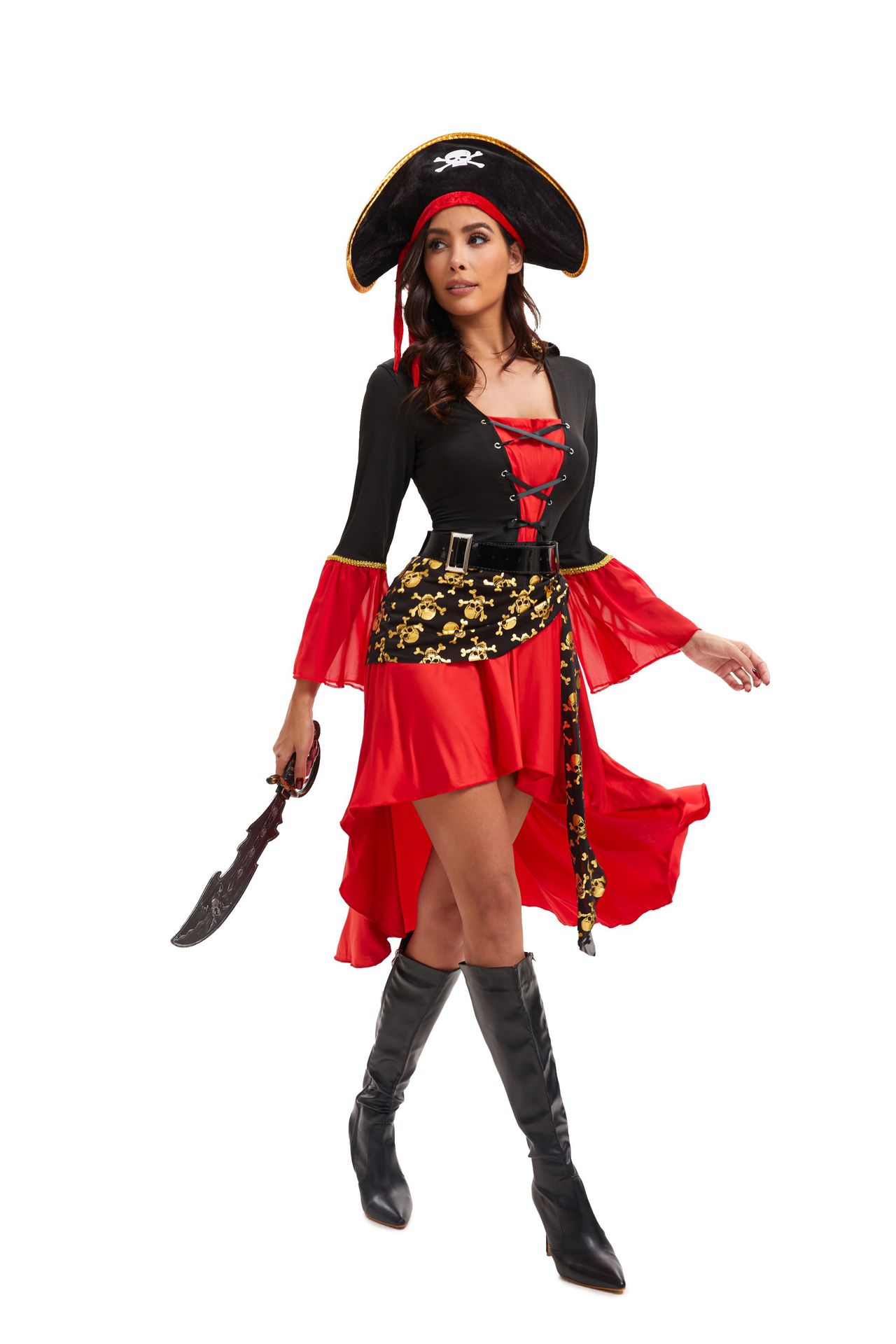  2 Pc Cruel Seas Pirate Captain Dress Costume